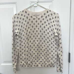 EXCELLENT CONDITION- Loft Cream Diamond Print Sweater- Size Small